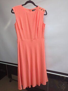 NWOT Lauren Ralph Lauren Women Coral Bubble Crepe Dress Size 4